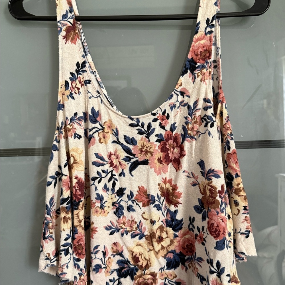 American Eagle Outfitters Floral Camisole - Cream and Blue
